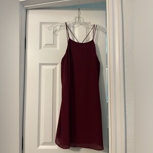 Spaghetti Strap Burgundy Dress